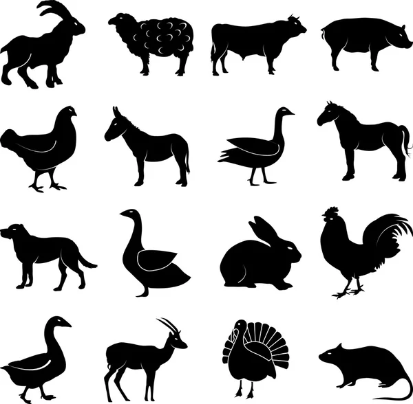 Conjunto de iconos animales de granja — Vector de stock