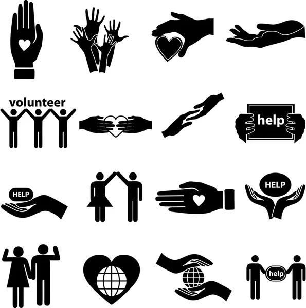 Gönüllü yardım Icons set Telifsiz Stok Vektörler