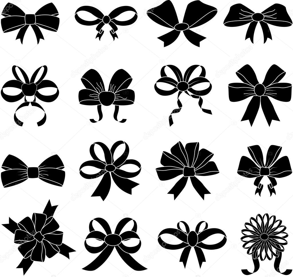 Ribbon bows icons set