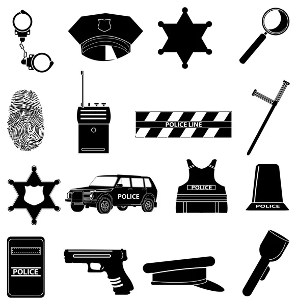 Set icone della polizia — Vettoriale Stock