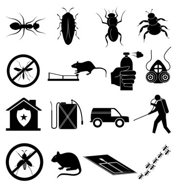 Exterminators icons set clipart