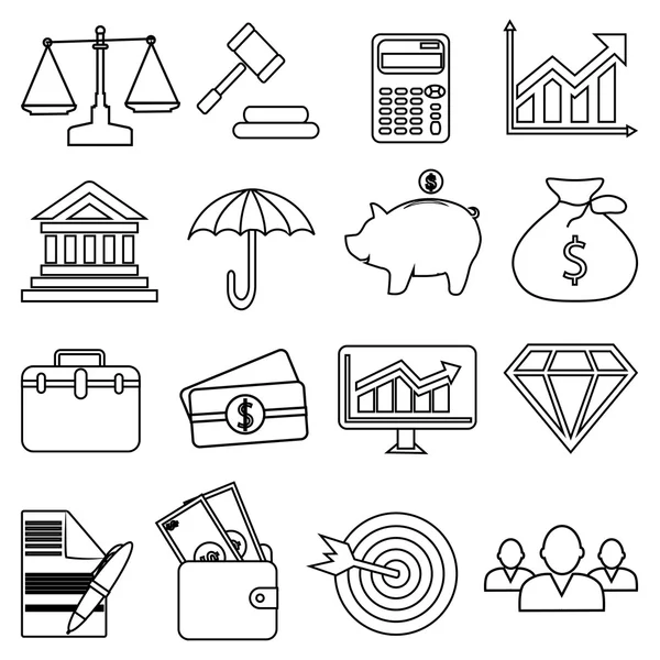 Conjunto de iconos de línea de financiación empresarial — Archivo Imágenes Vectoriales