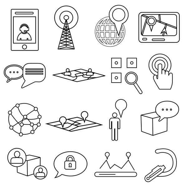 Juego de iconos de ubicación de comunicación — Vector de stock