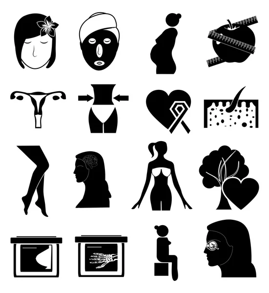 Mujer salud iconos conjunto — Vector de stock