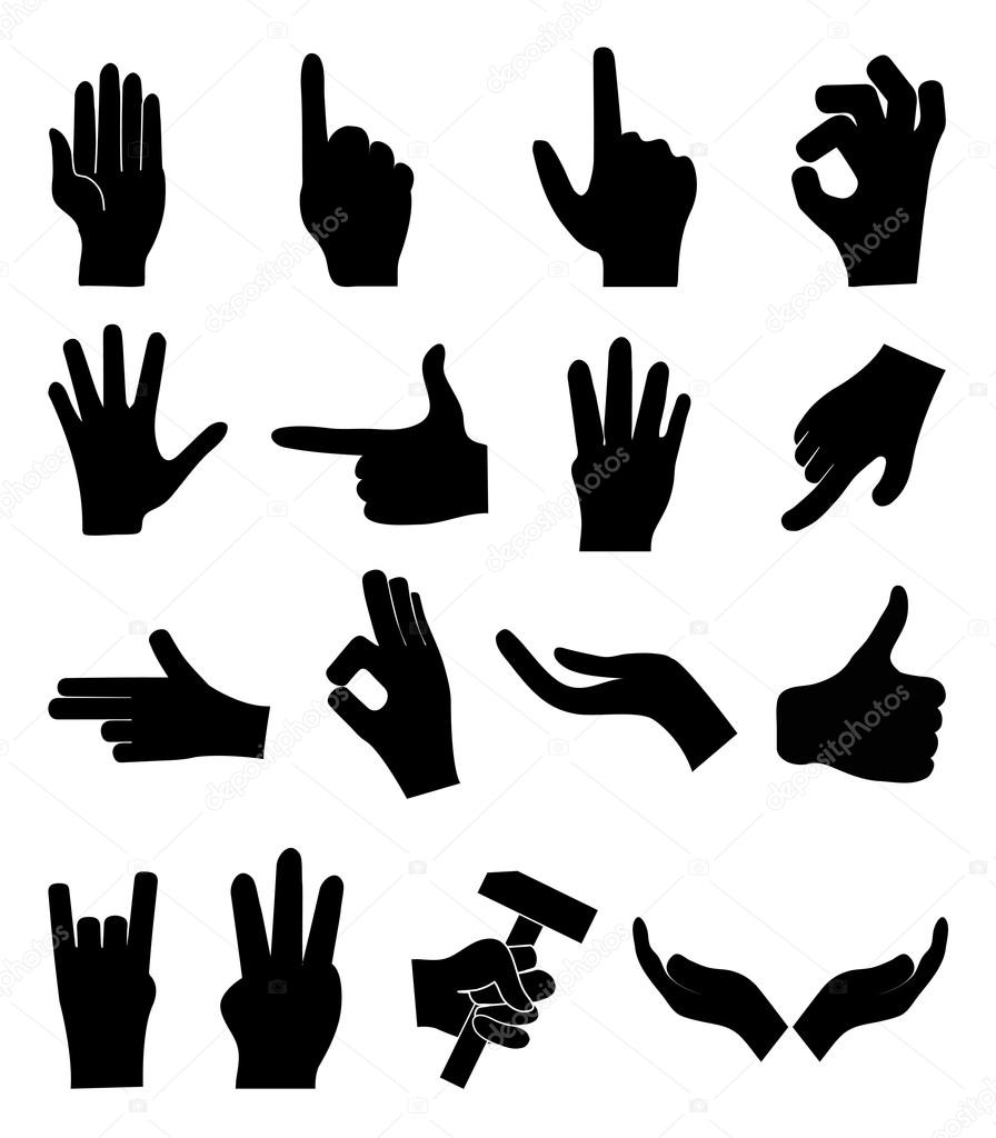 Hands gesture icons set