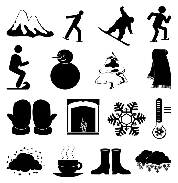 Ikonen für die Wintersaison — Stockvektor