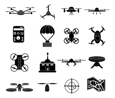 Drones icons set clipart