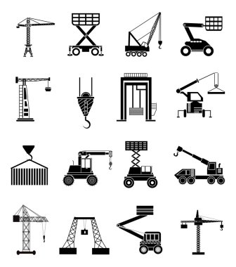 Ağır kaldırma makineleri Icons set