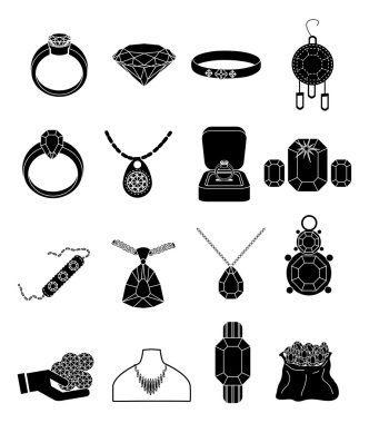 Mücevherat ve mucevherler Icons set