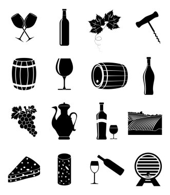 şarap Icons set