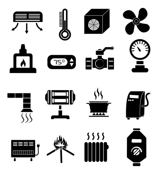 Heating icons set — Stock Vector