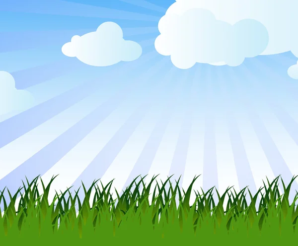 翠绿的草地和天空 — 图库矢量图片