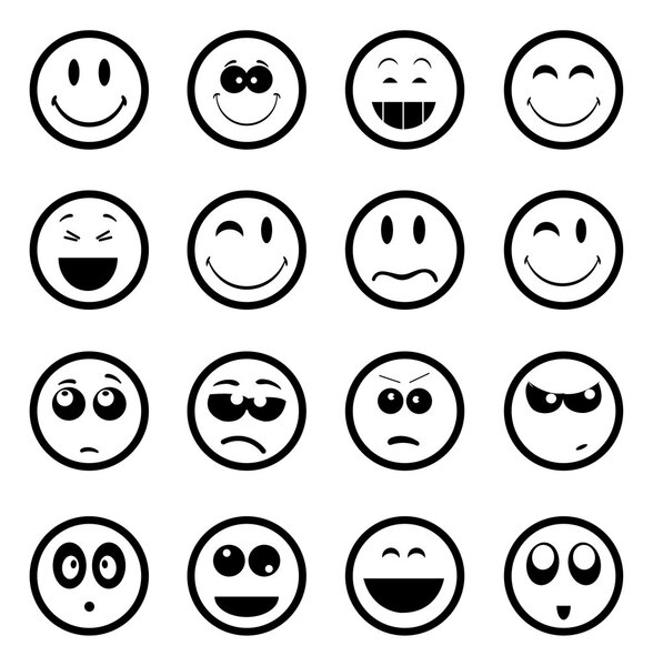 Smiley faces on white background