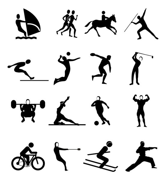 Sports people icons set