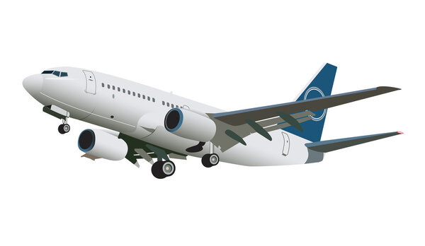Самолет летит на белом фоне
