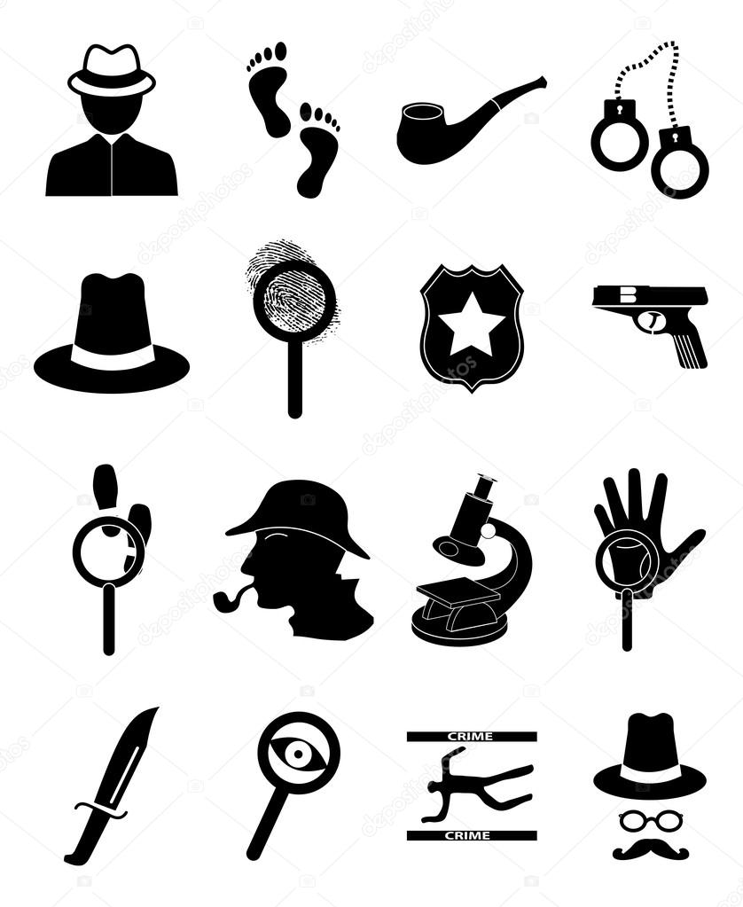 Detective icons set