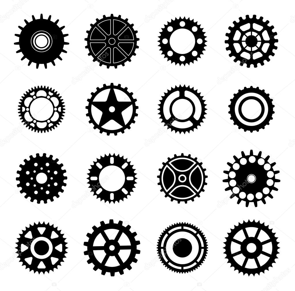 Gear wheels icons set