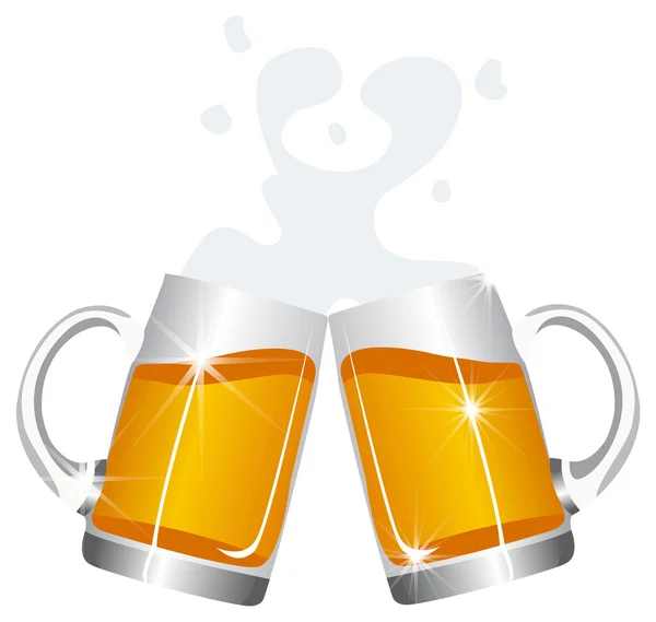 Cerveza tazas hurras — Vector de stock