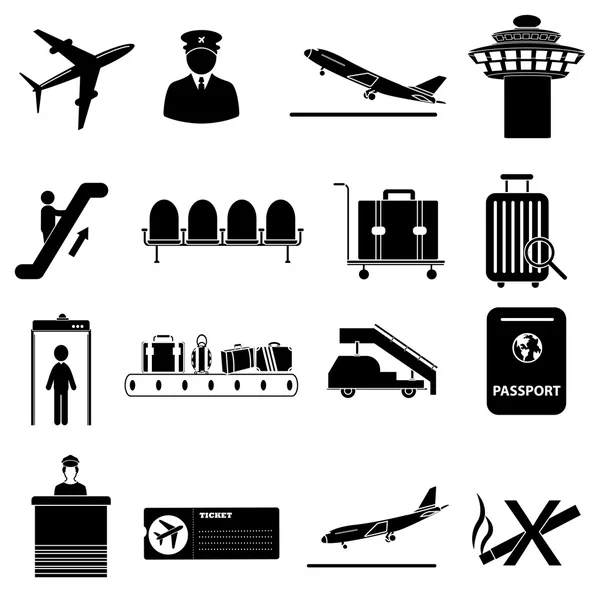 Flughafen-Symbole gesetzt — Stockvektor