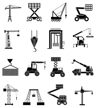 Ağır kaldırma makineleri Icons set