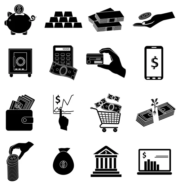 Bedrijf geld icons set — Stockvector