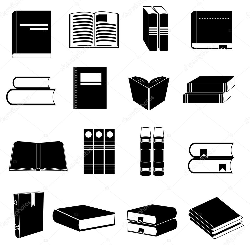 Books symbols icons set