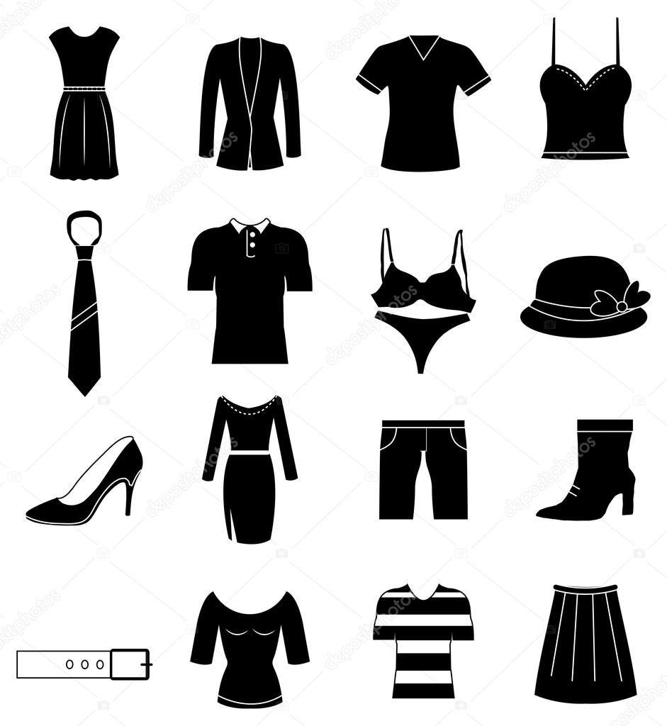 Cloths icons set