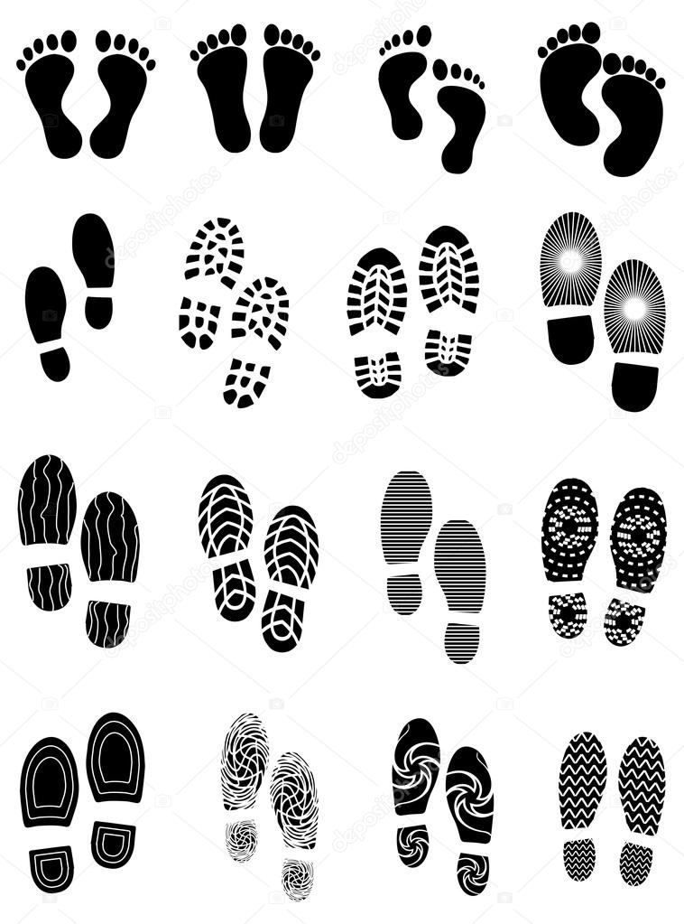 Foot prints icons set