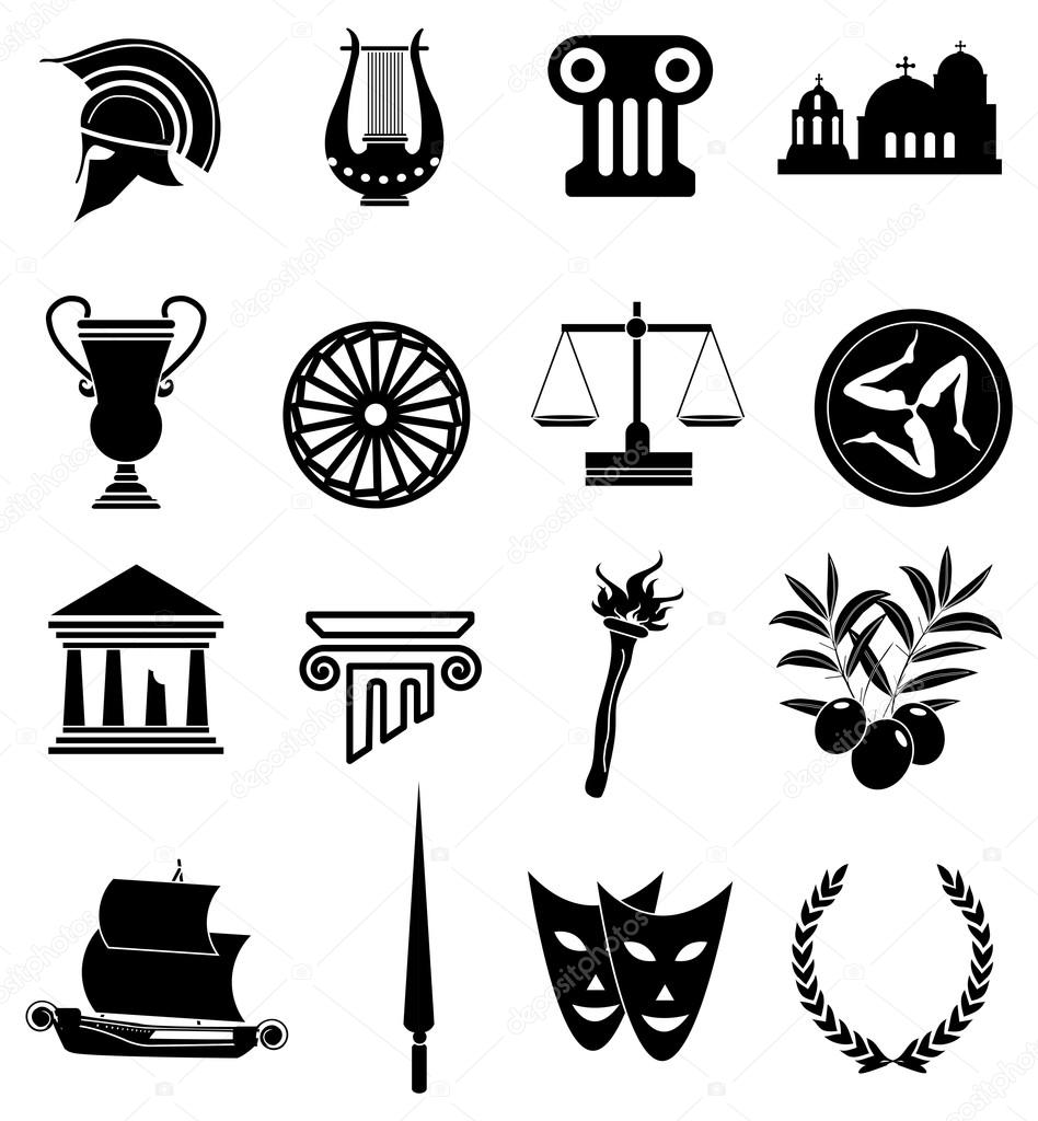 Rome Greek icons set