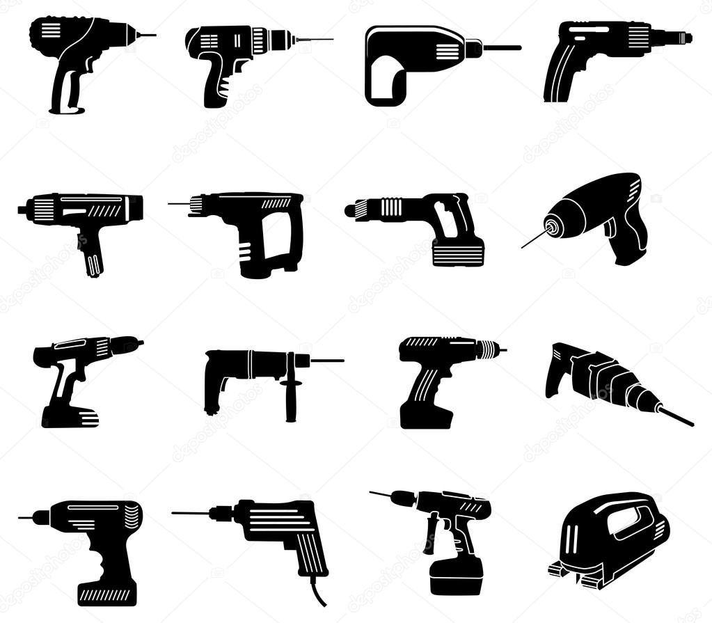 Power tools icons set