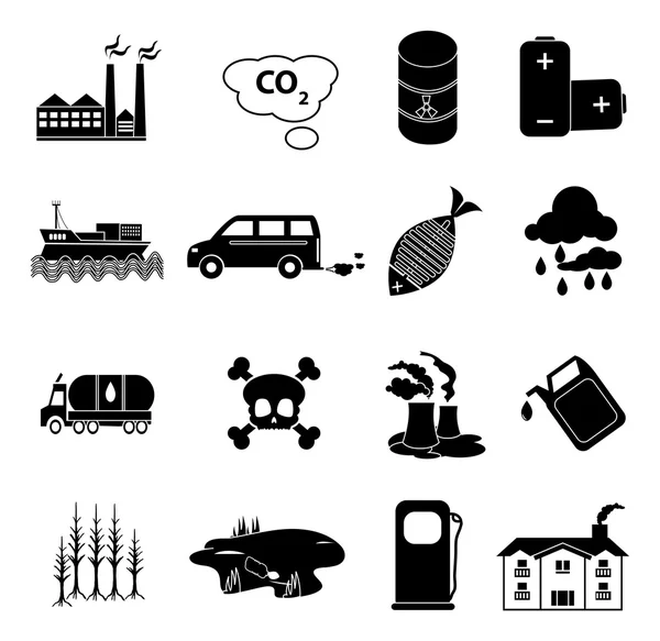 Verontreiniging icons set — Stockvector