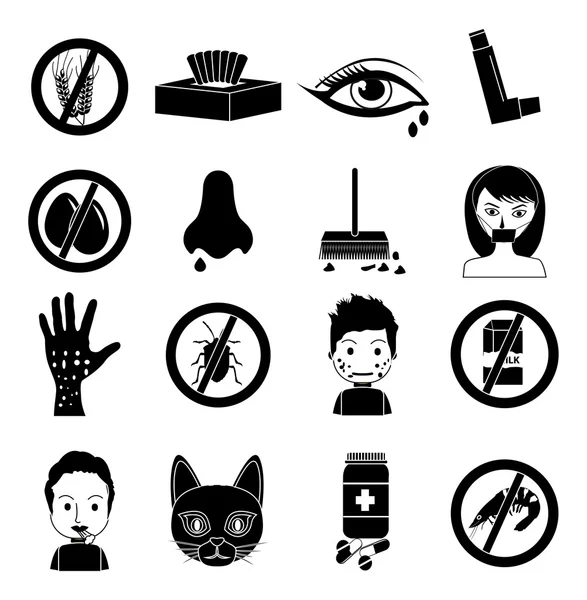 Allergies icons set — Stock Vector