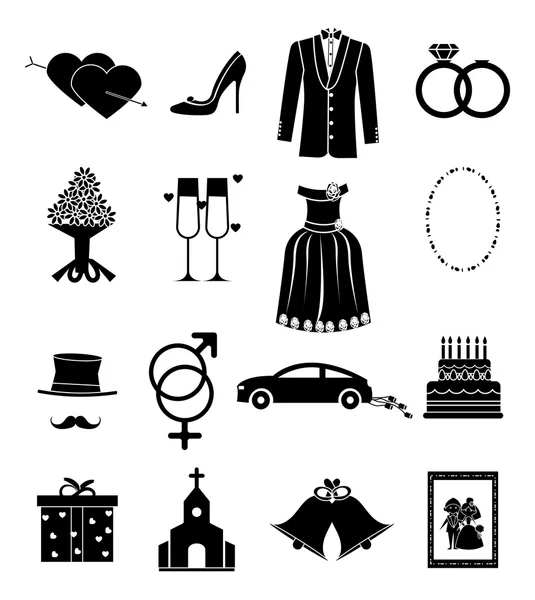 Conjunto de iconos de boda — Vector de stock