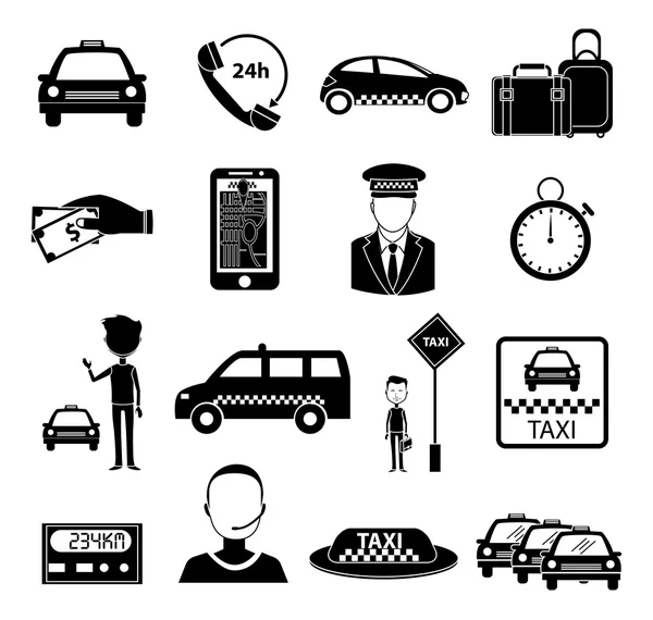 Conjunto de iconos de servicio de taxi — Vector de stock