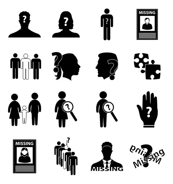 Missing person icons — Stock Vector