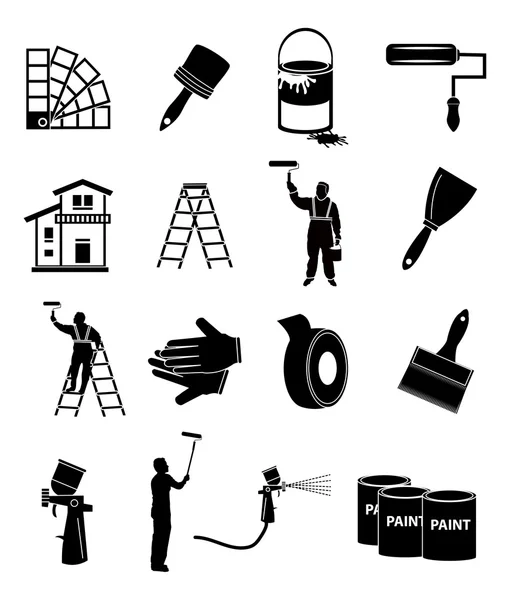 Iconos pintor de casa — Vector de stock