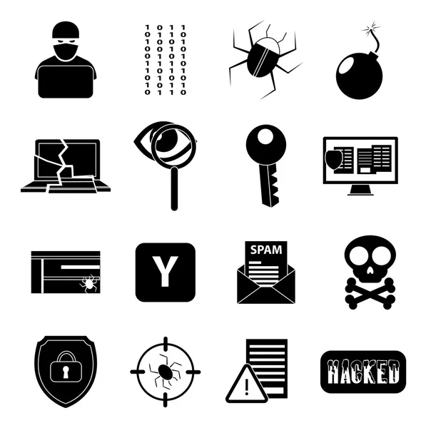 Hacker conjunto de iconos — Vector de stock