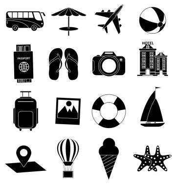 tatil seyahat Icons set