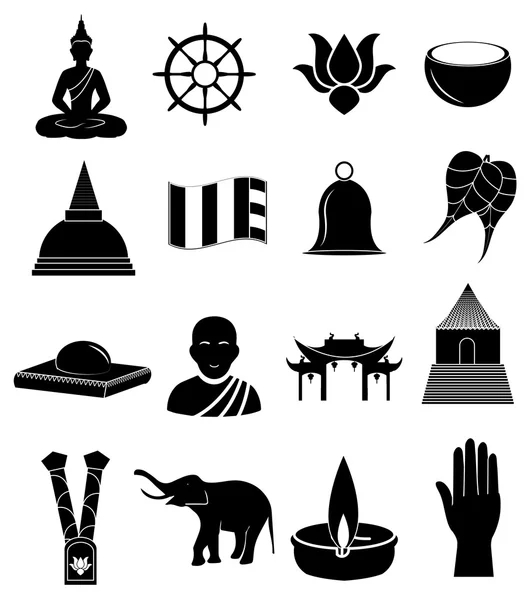 Set icone del buddismo — Vettoriale Stock