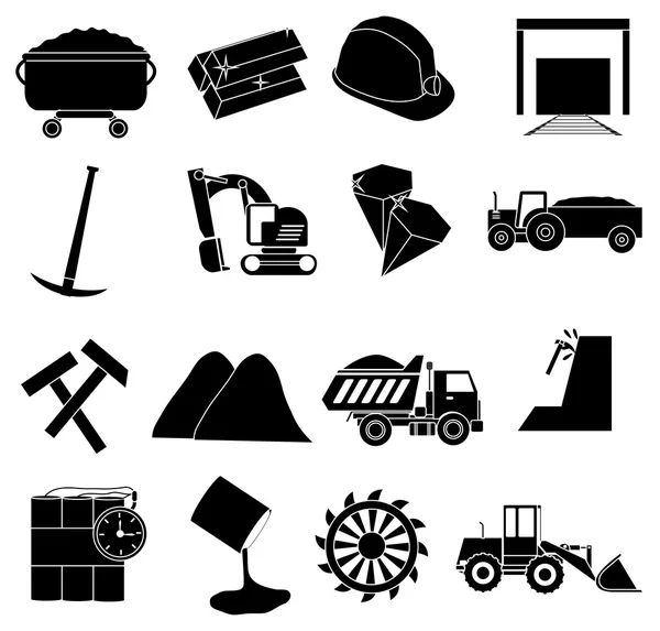 Kömür sanayi Icons set Telifsiz Stok Vektörler