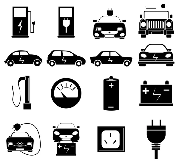 Elektrikli araba simgeleri ayarlandı Telifsiz Stok Illüstrasyonlar