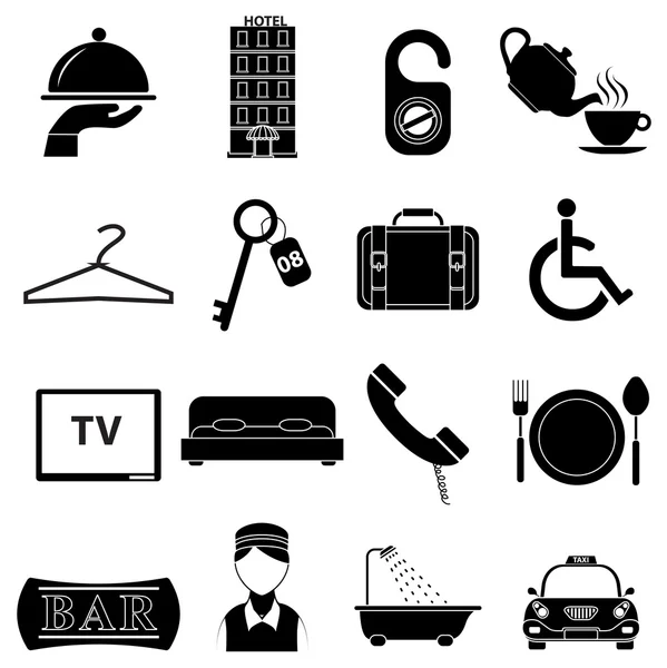 Hotel diensten icons set Rechtenvrije Stockvectors