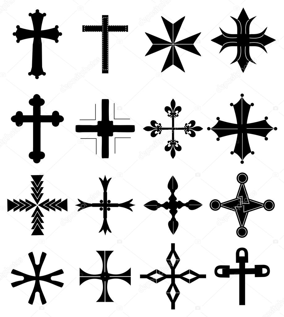 cross icons set