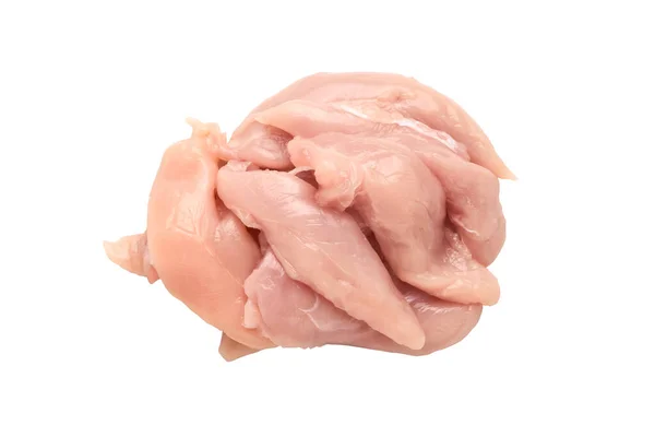 Ακατέργαστα φιλέτα στήθους κοτόπουλου απομονωμένα με μονοπάτι κοπής πάνω από λευκό — Φωτογραφία Αρχείου