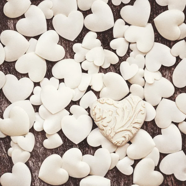 Valentin-nap fehér szívek háttér — Stock Fotó
