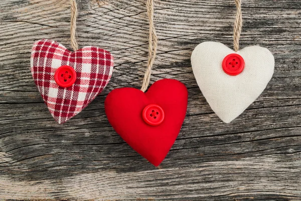 Valentines day hearts on wooden background — Stock Photo, Image