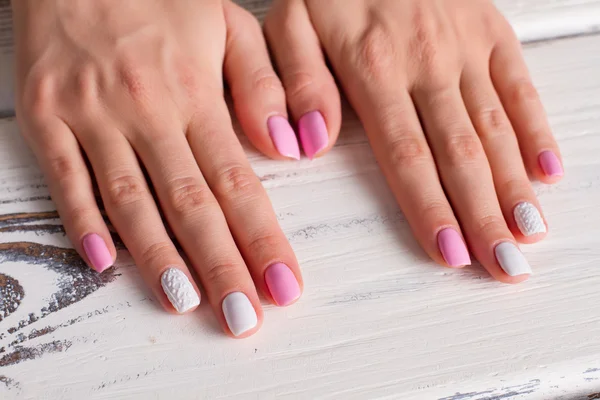 White-pink manicure. — Stock Photo, Image