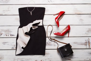 Black dress and red heels. clipart