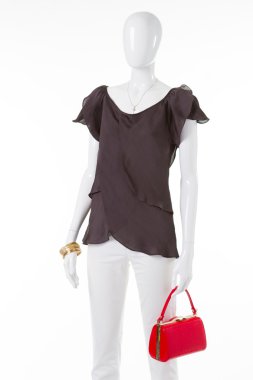 Koyu gri bluz manken.