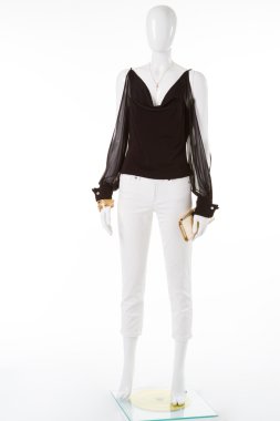 White mannequin in black blouse